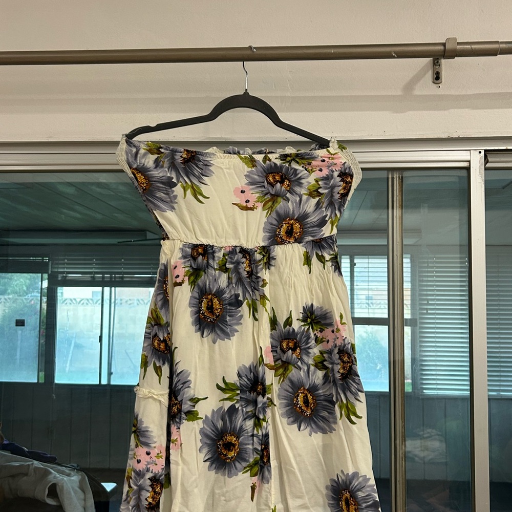 Floral Off-Shoulder Dress - White and Purple